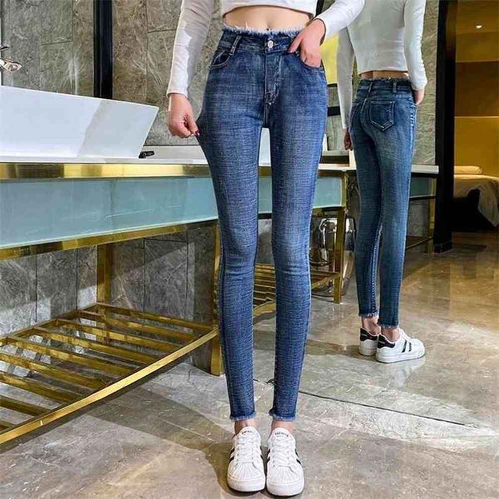 elastic skinny jeans woman plus size high waist pencil pants