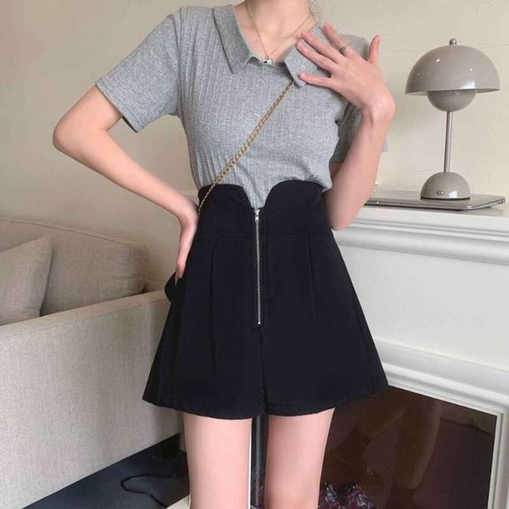 elastic waist short pants for woman to wear wide cotton