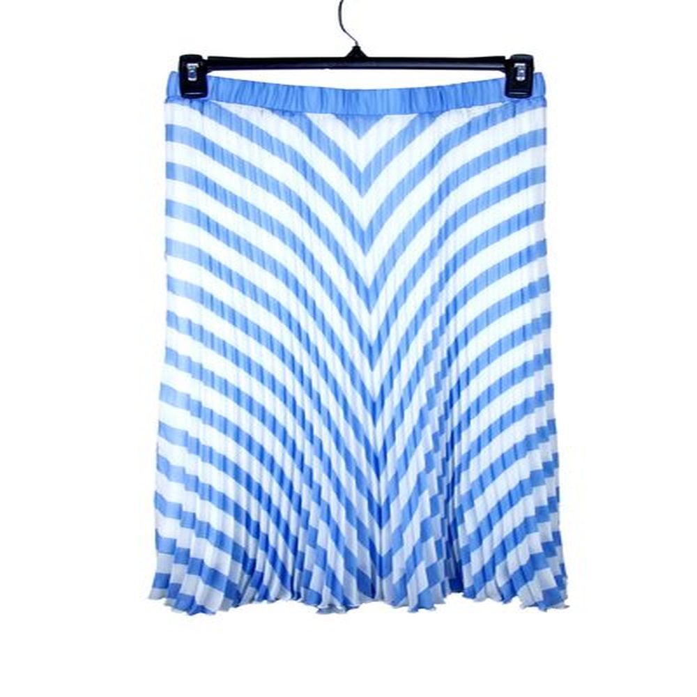 elegant blue and white stripe pleated skirt for women