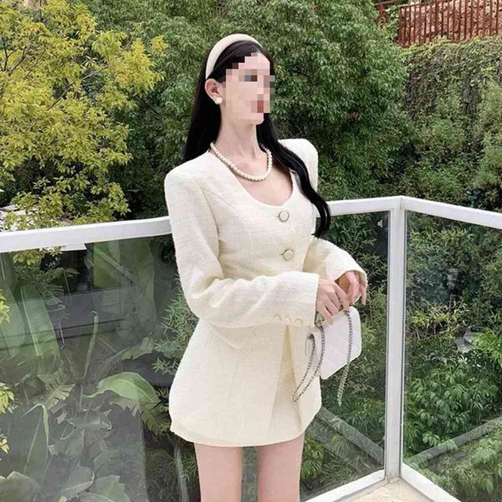 elegant coarse woolen spring social long sleeved jacket for womens