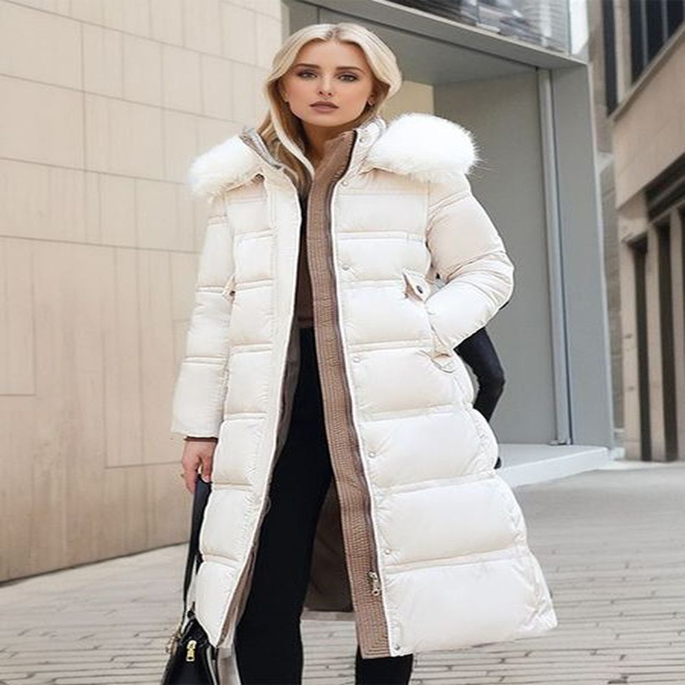 elegant cotton padded down coats women hoodies fur collar with