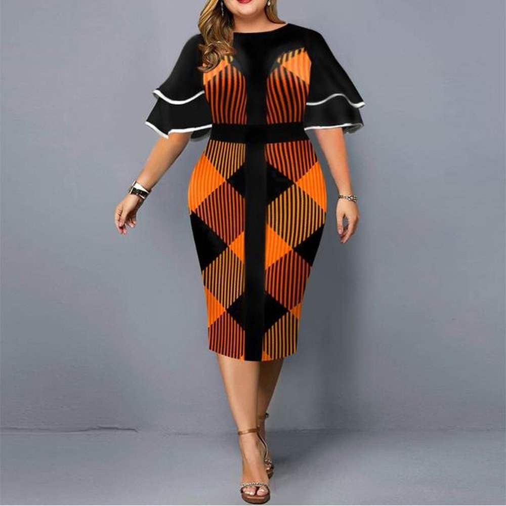 elegant dress plus size women christmas printed birthday party dress