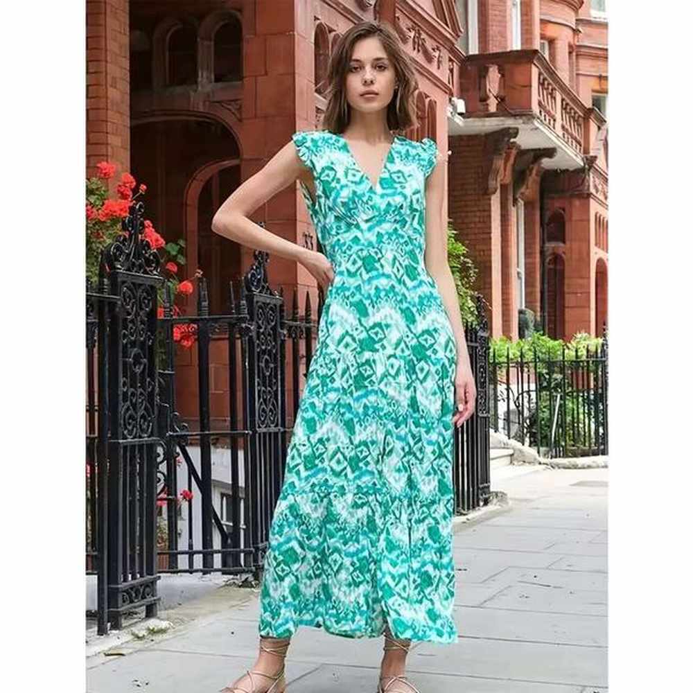elegant long skirt vintage dress new fashion vneck sleeveless slit