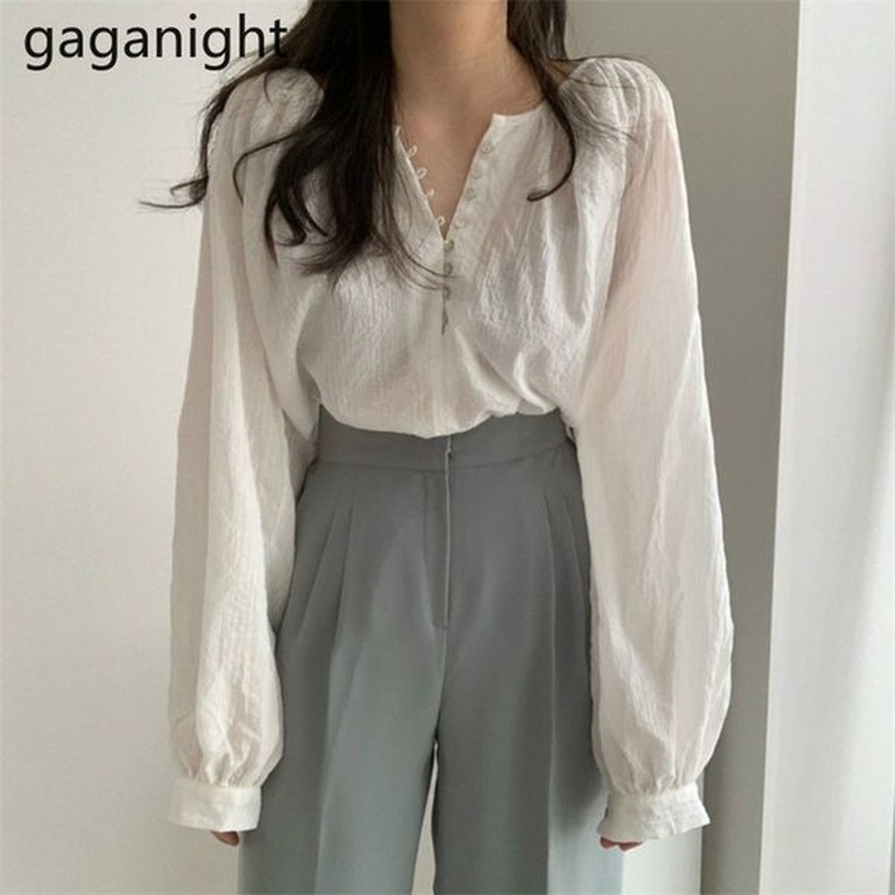 elegant o neck blouse black white shirt office ladies tops