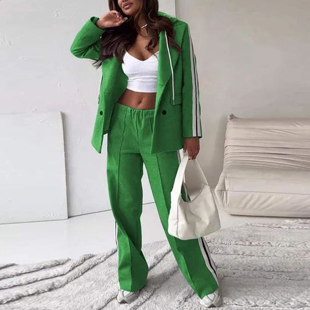 elegant office double breasted blazer outfit set women winter long