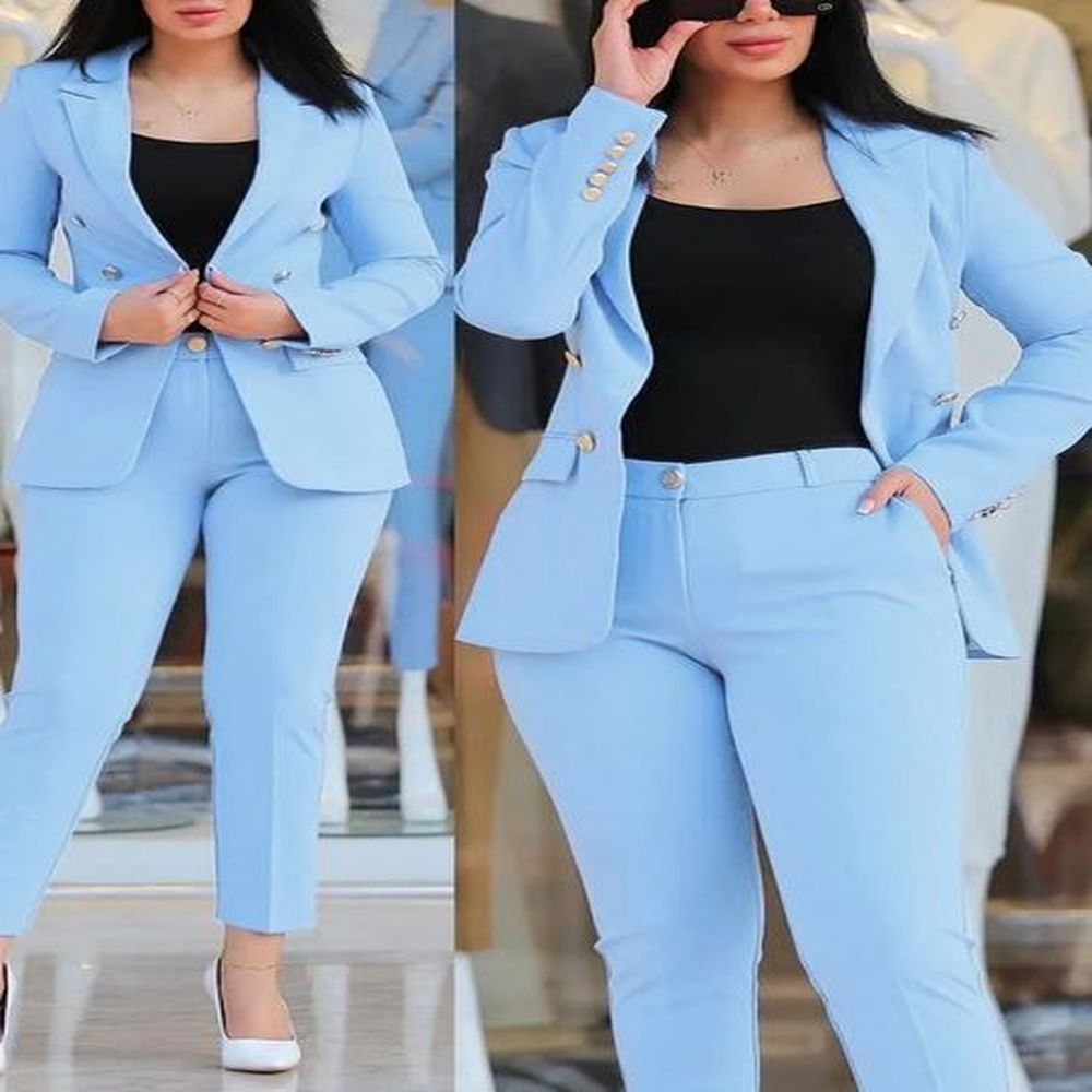 elegant office womens twopiece autumn and winter womens fashionable notch