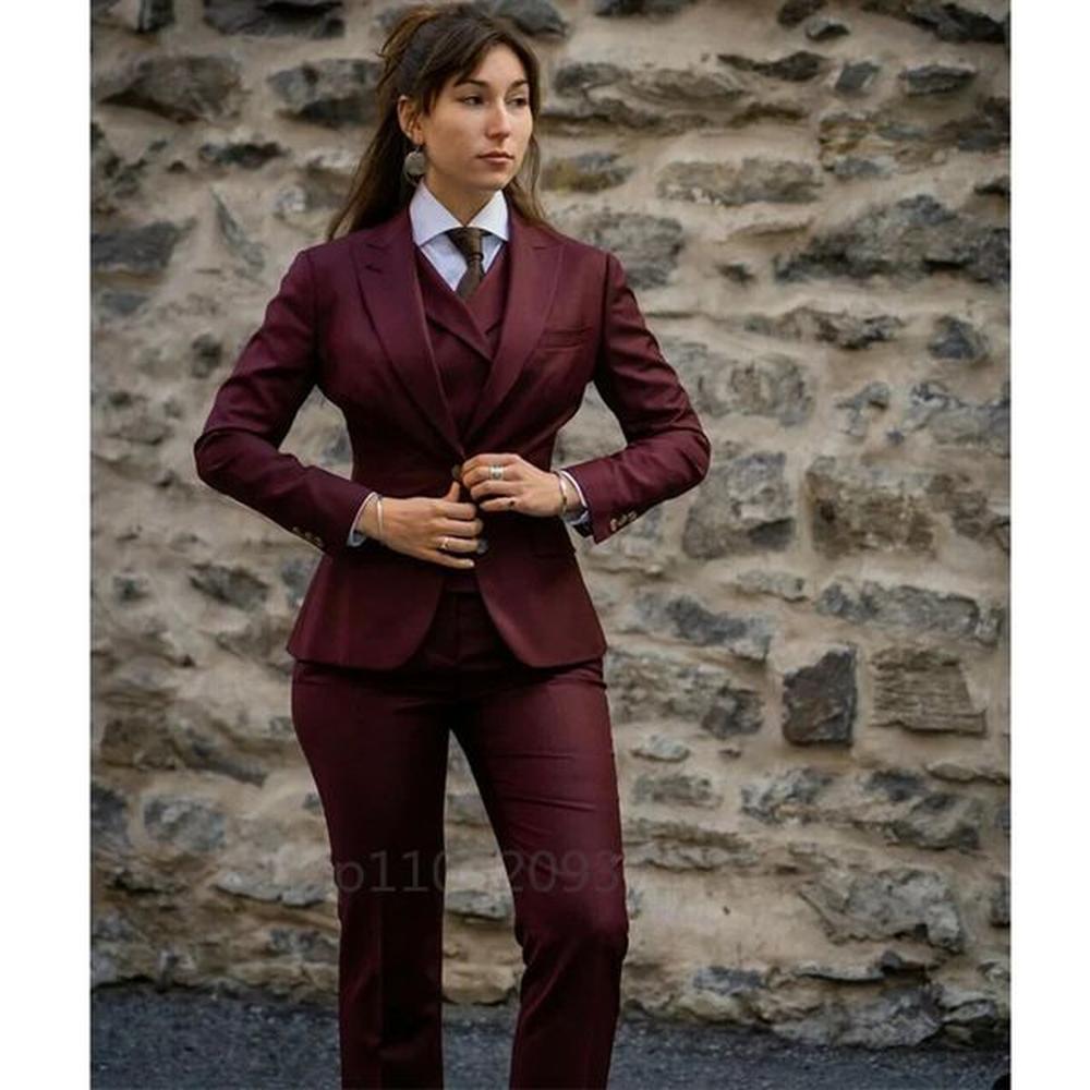 elegant slim fit womens piece set jacket vest pants clothing