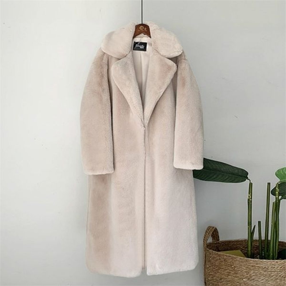 elegant winter fur coat women fashion plush faux mink fur