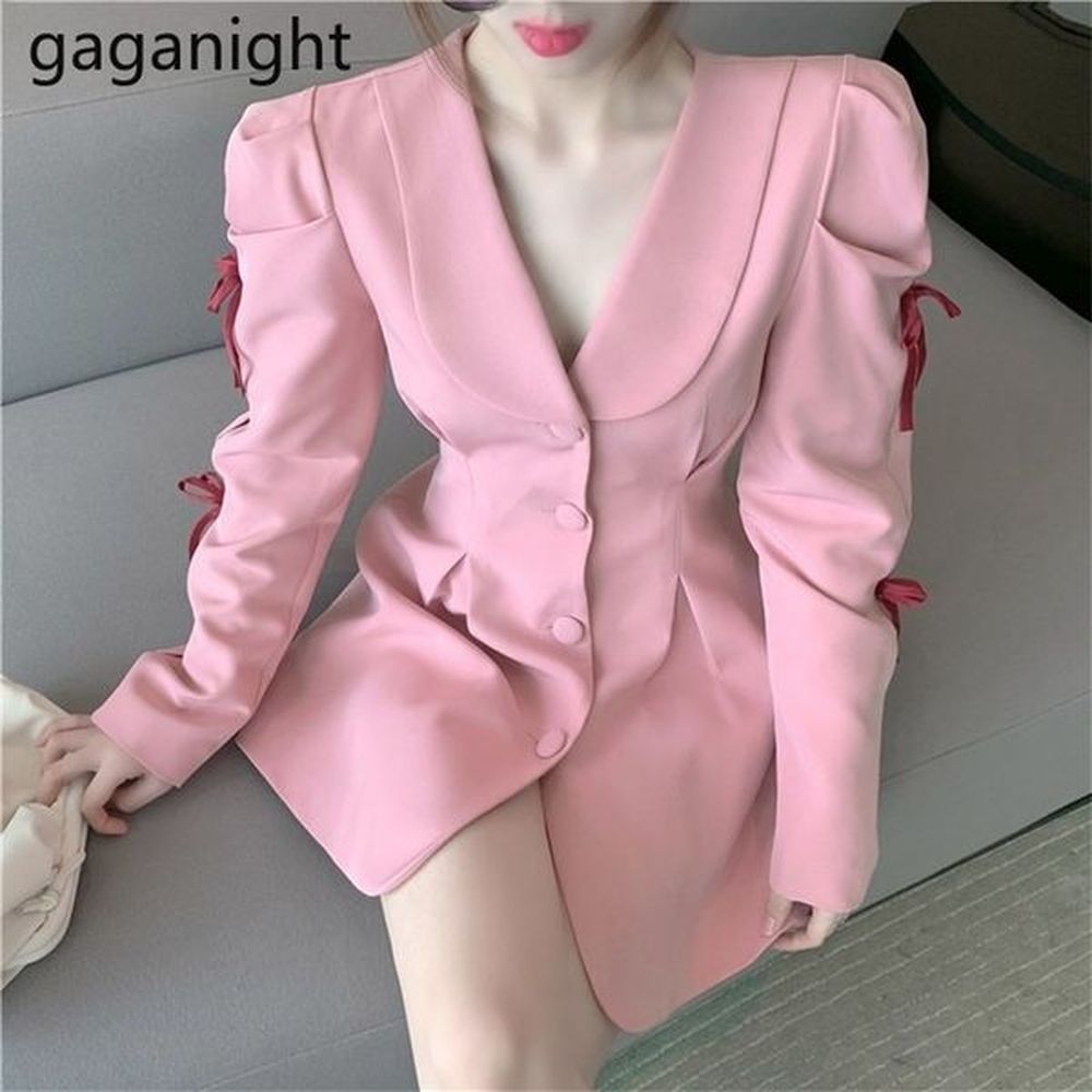 elegant women blazer mini dress long sleeve office lady slim