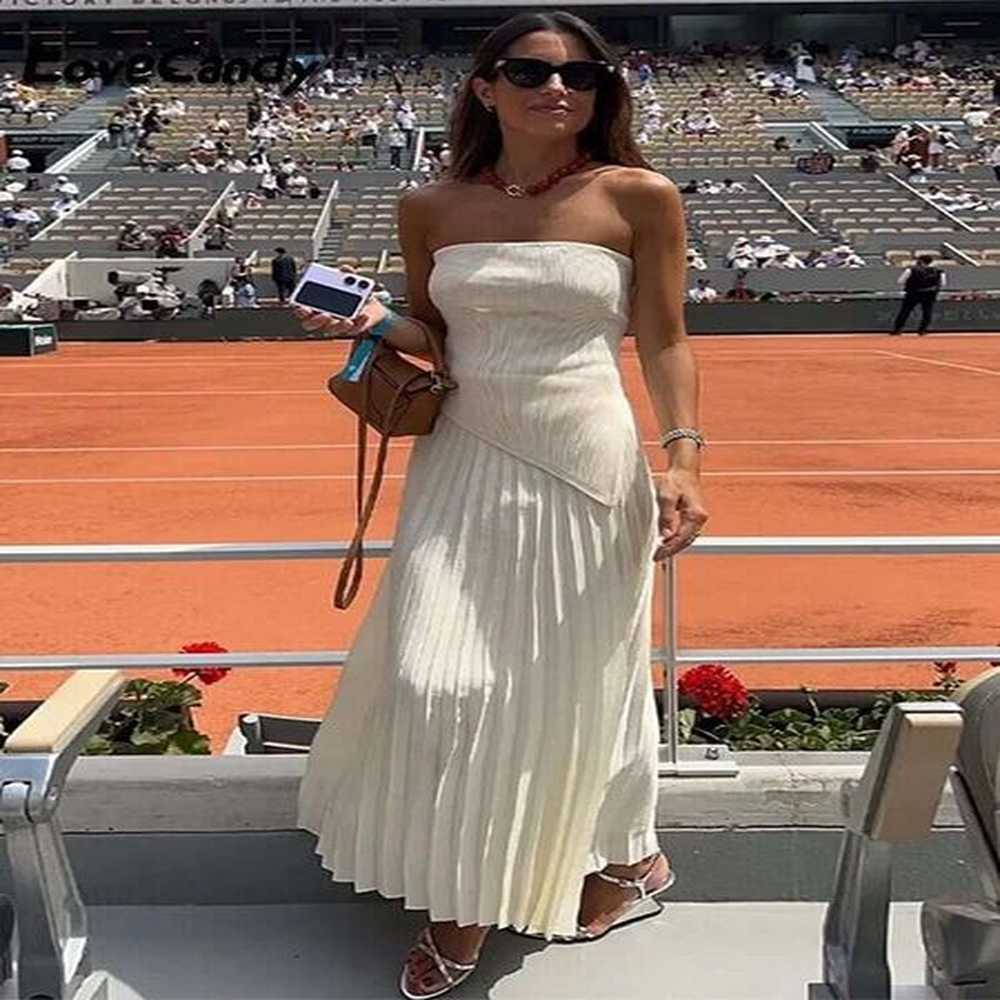 elegant women solid skirts pcs sets fashion strapless backless