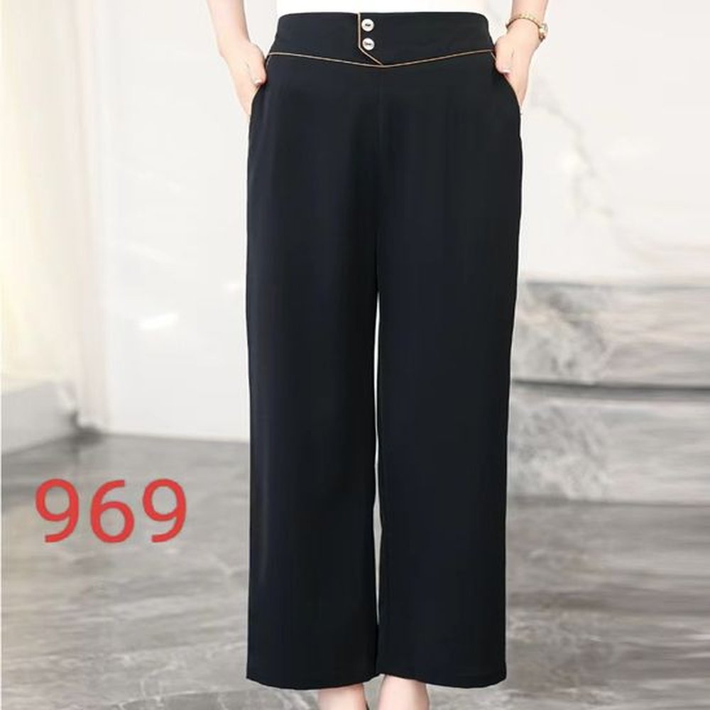elegant womens high waist pant lightweight material wide leg