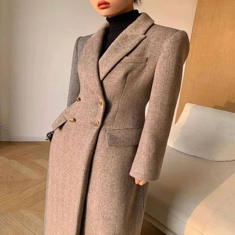 elegant womens long wool coat stay warm in style this