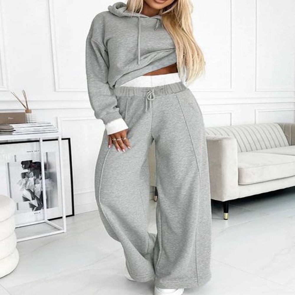 elegant womens set spring casual yk hoodie sports wide