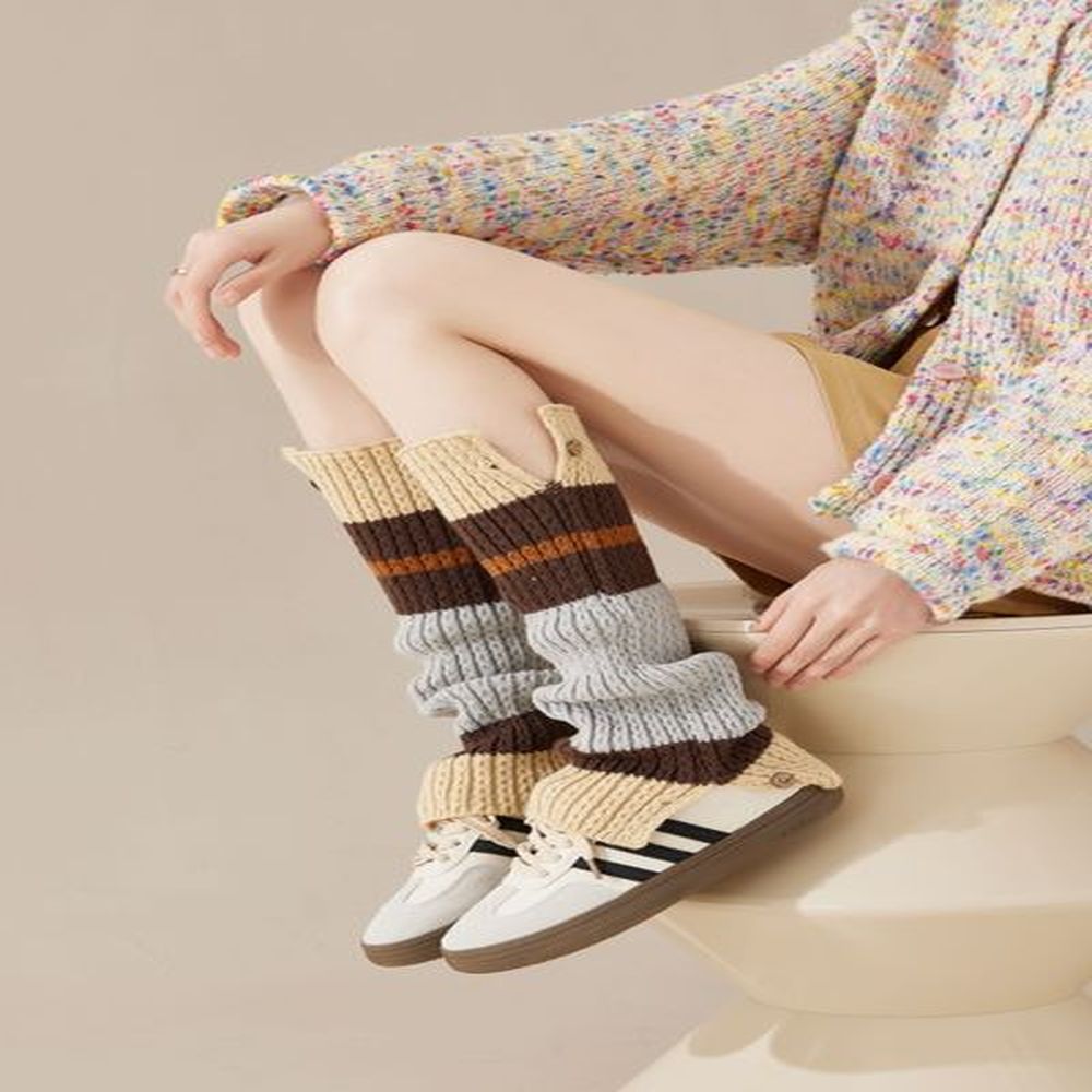 elegant yx knits classic colorblocked socks cuffs with detailed buttonwork