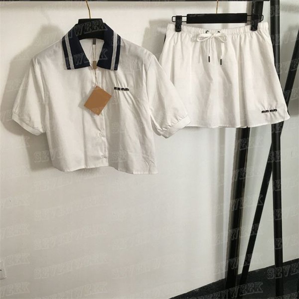 embroidered letter crop shirts tees skirts fashion pcs women clothes