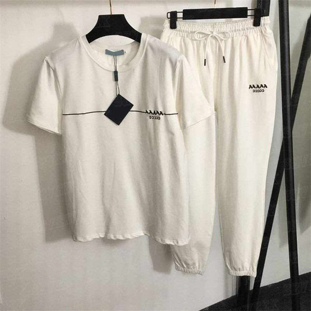embroidered letter tees tops pants pcs set for women short