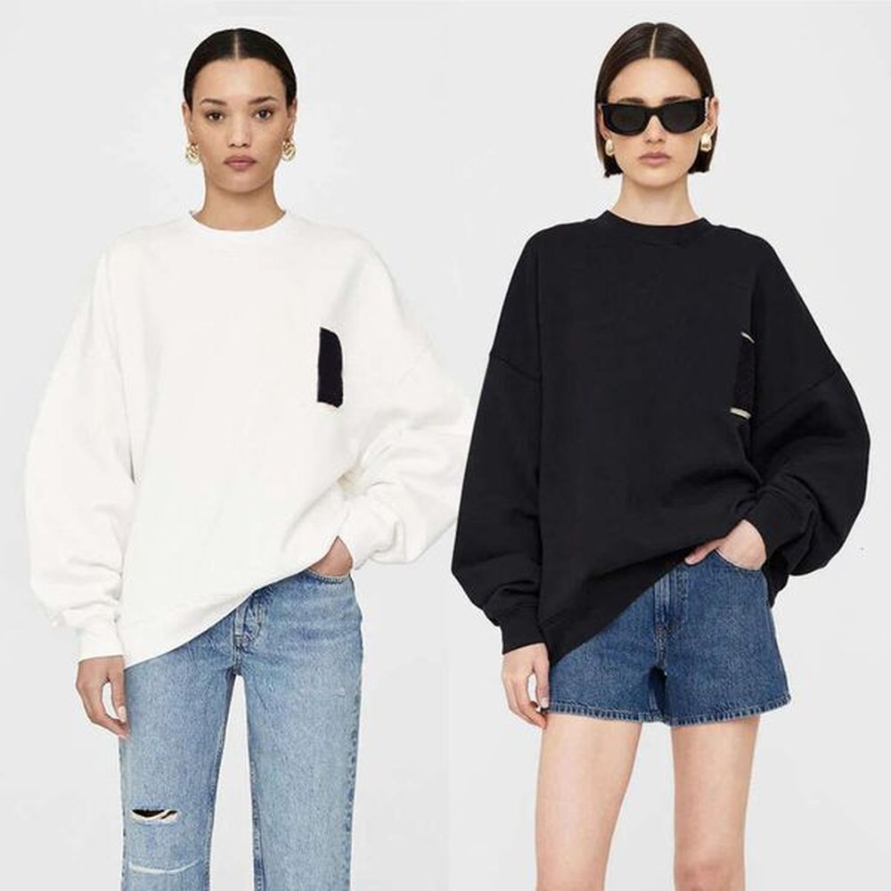 embroidered sweaters loose fleece black women designer round neck hoodies