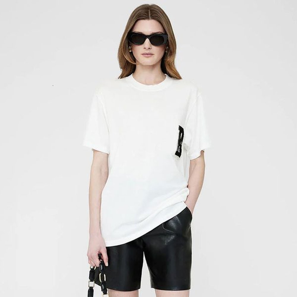 embroidered tshirts loose white women designer round neck tees fashion