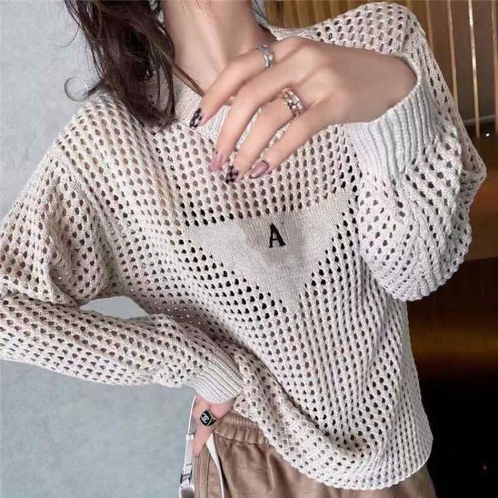 embroidery hollow knit tees womens sexy tshits embroided letter design