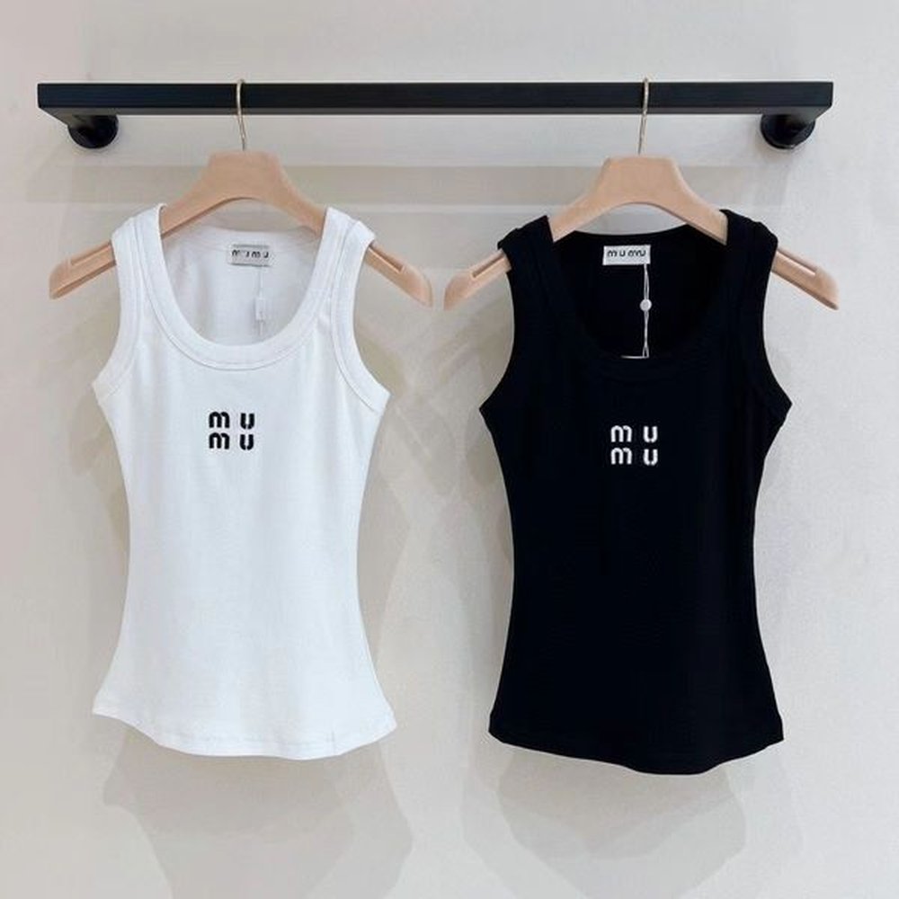 embroidery tank top summer short slim navel exposed outfit elastic
