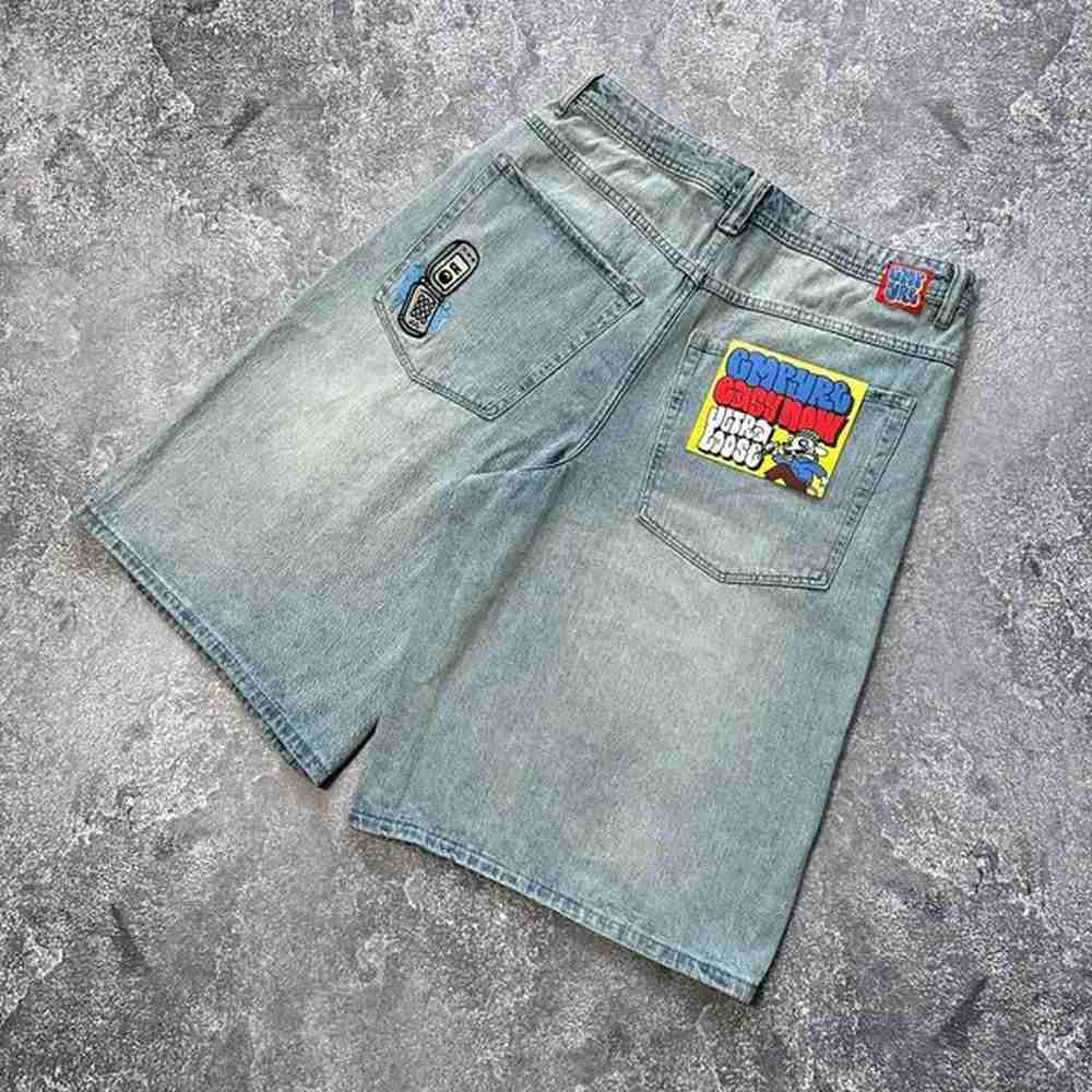 Empyre Shorts Y2K Gothic Hip Hop Cartoon Graphics Embroidery Baggy Jeans Denim Gym Shorts Men Women High Waist Basketball ShortsXJ250114