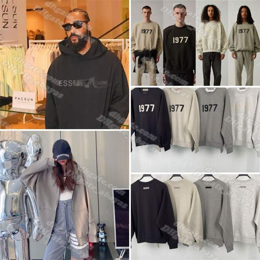 essentialls hoodie Chest Letter Hoodie essentialshoodie Padded Round Neck Long Sleeve Solid Color Simple Stereoscopic Offset Printed Digital