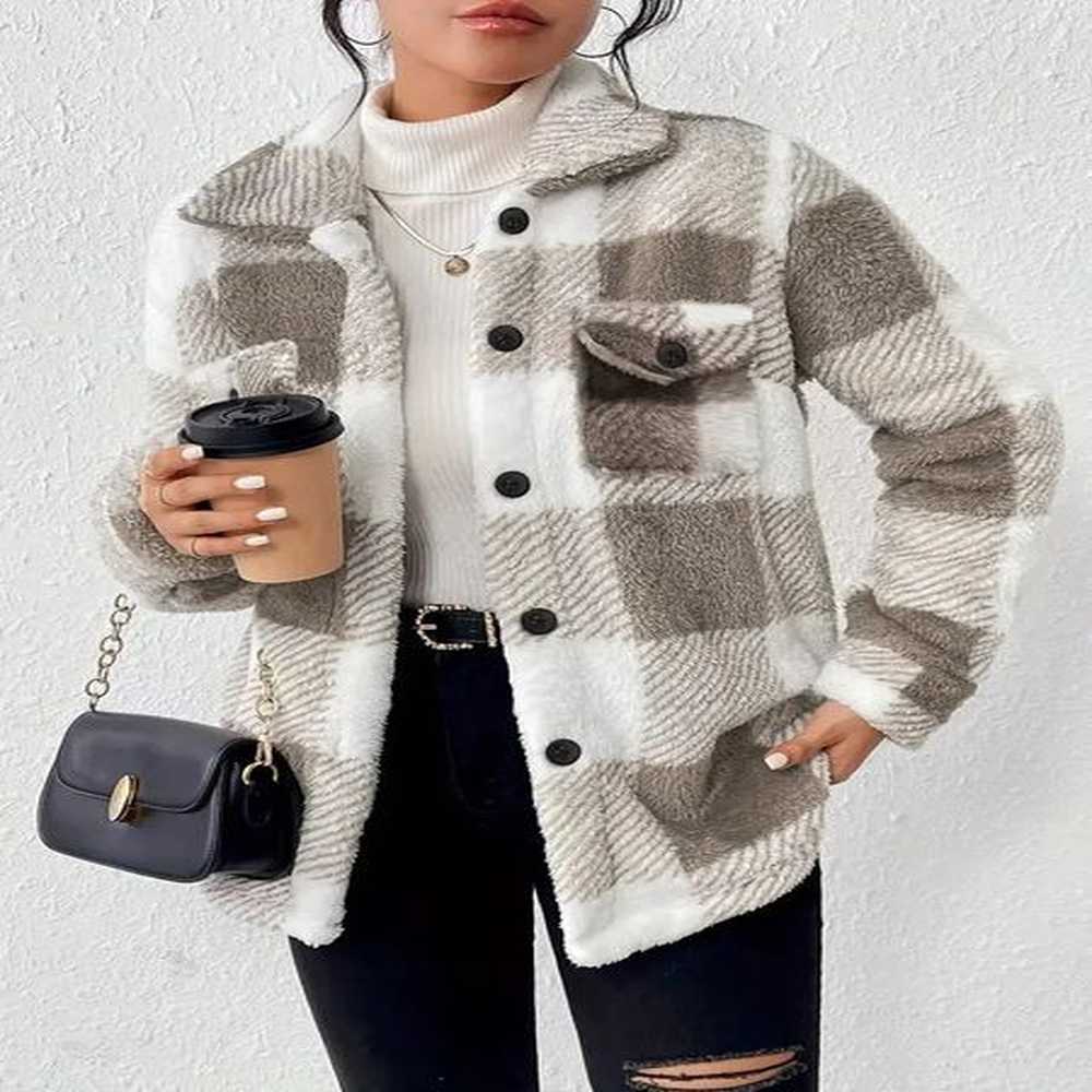 europe and the united states autumn winter openbutton lapel plaid