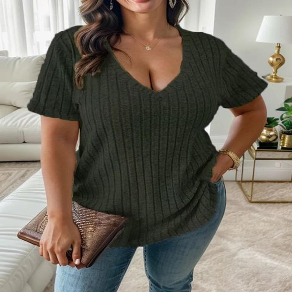 european and american cross border plus size womens v neck