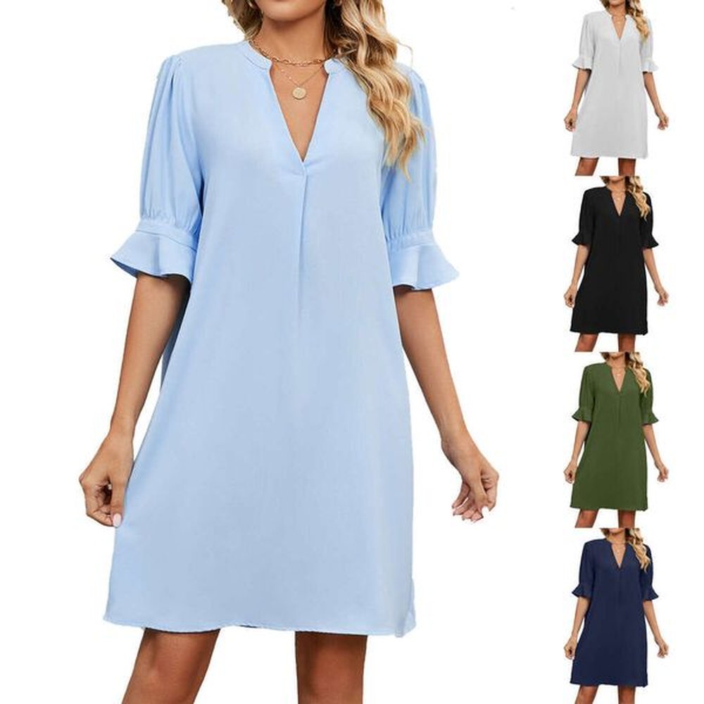 european and american foreign trade summer new solid color vneck