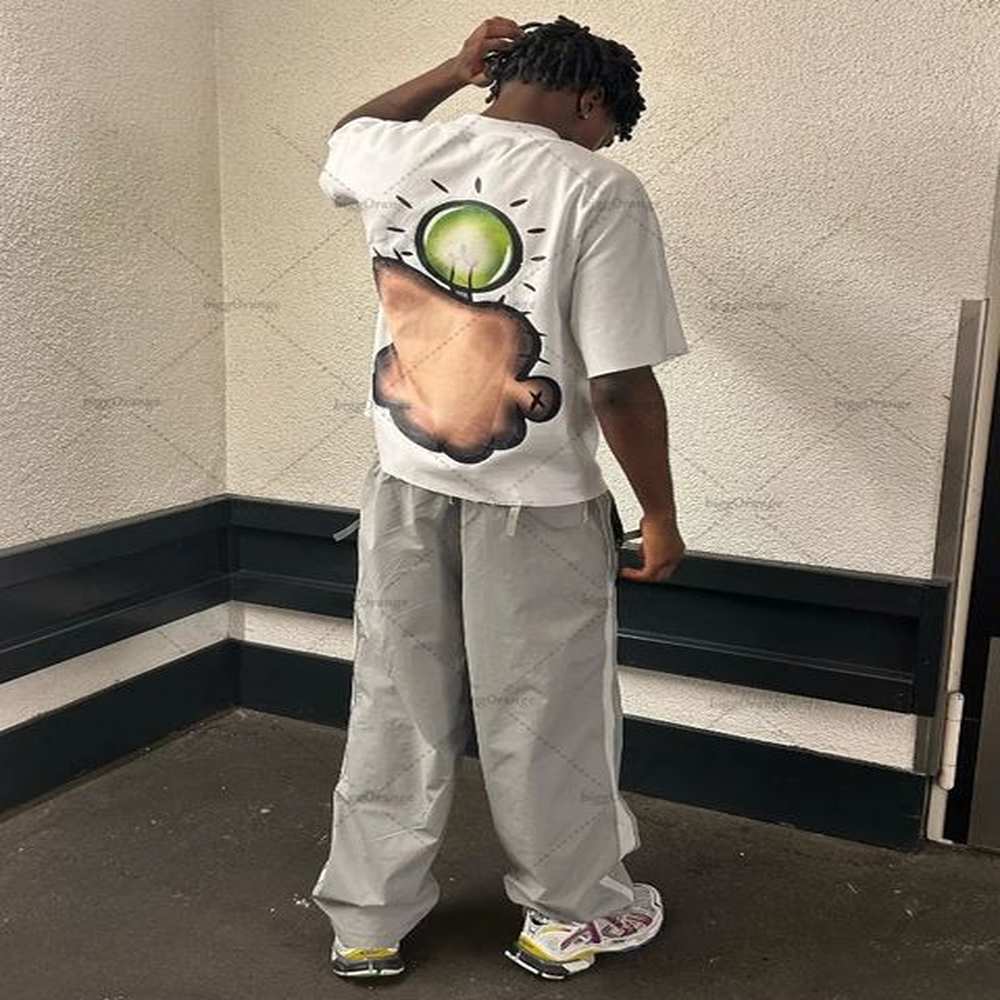 European and American High Street Anime Print Oversized T-shirt Y2K Harajuku Punk Casual Top Men Trendy Retro Short-sleeved 250208