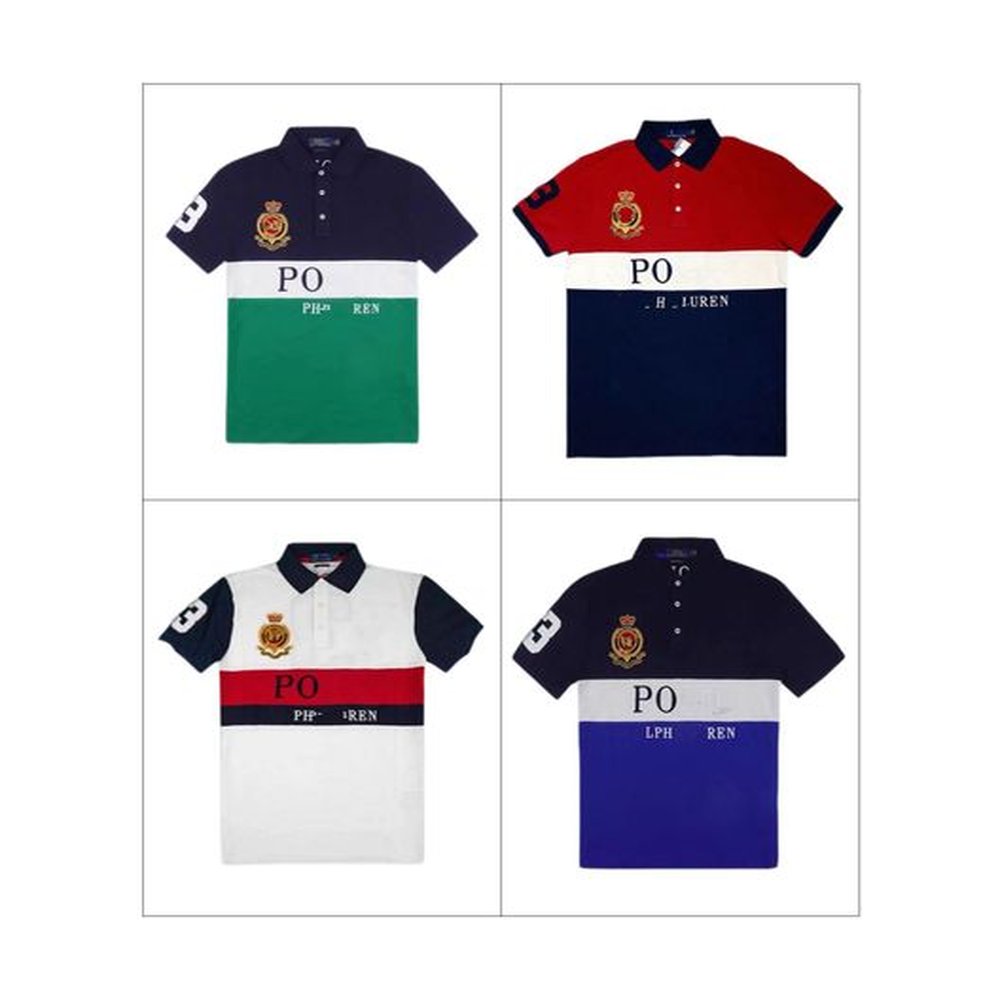European and American short sleeves Men's Polos sleeved male designer men's T-shirt lapel embroidery American short-sleeved cotton