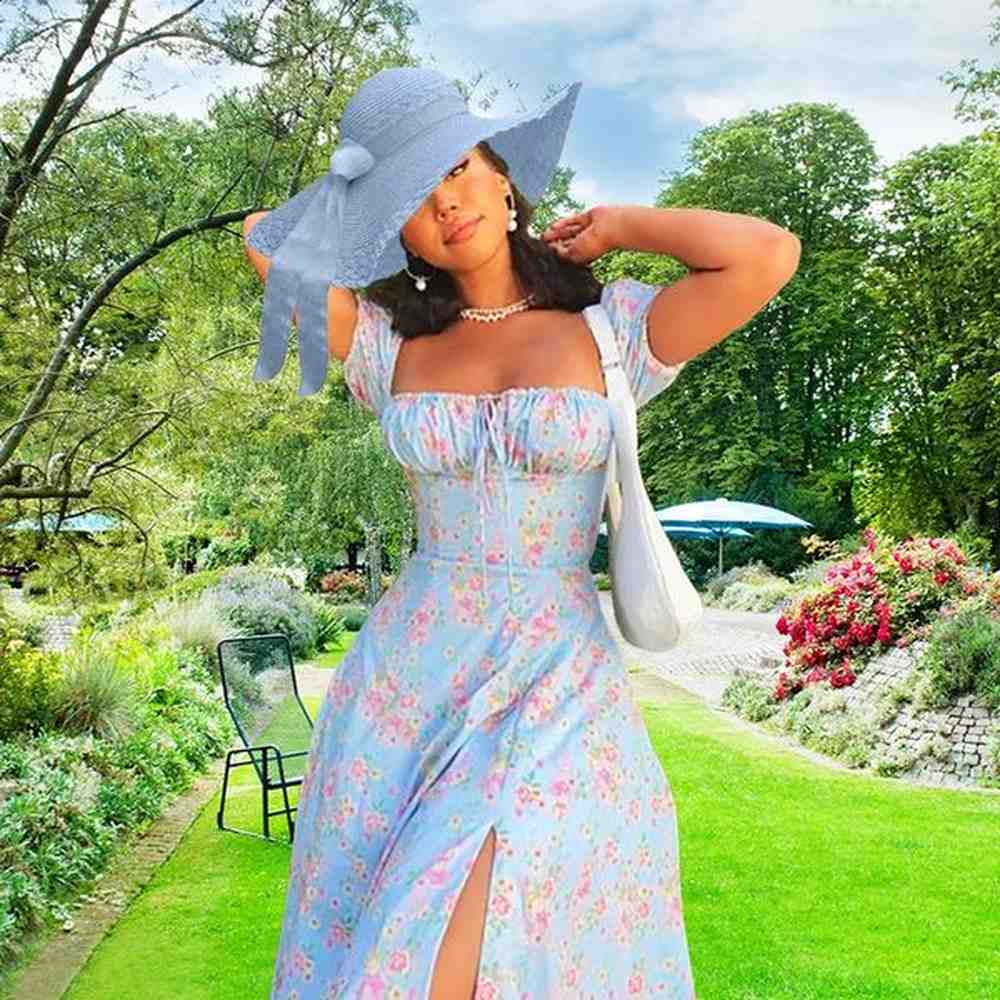 european and american womens clothing small fresh floral slim