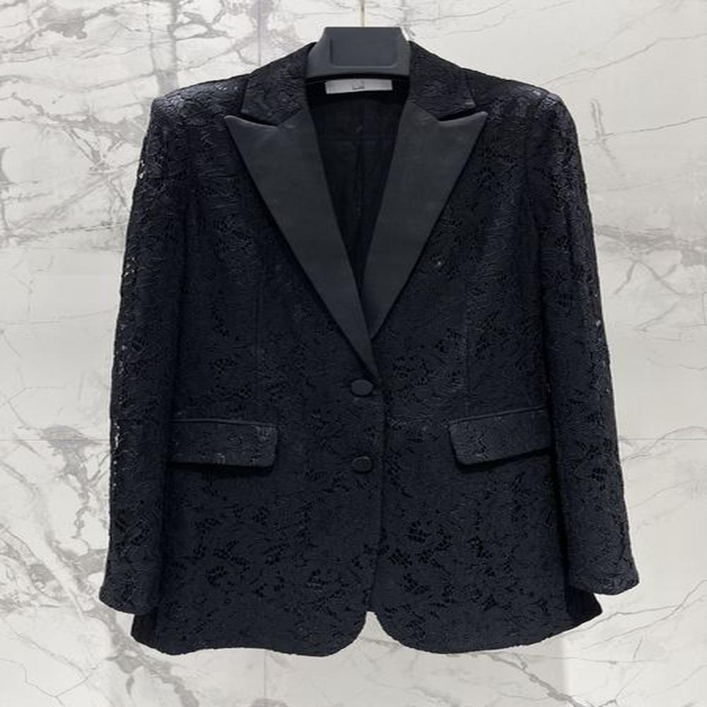 european designer lace lapel single breasted black suit