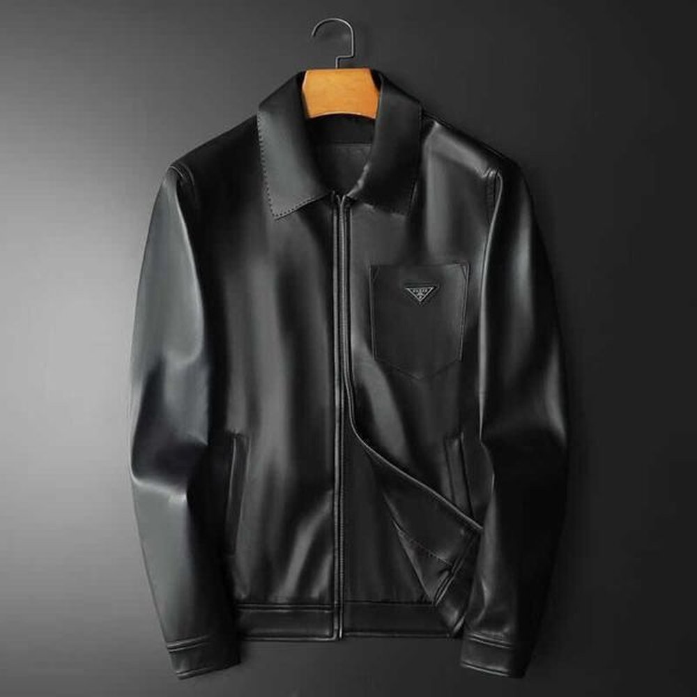 0 European goods light luxury fashion brand high-end mens clothing autumn new item casual lapel leather jacket fashionable trend plus size s