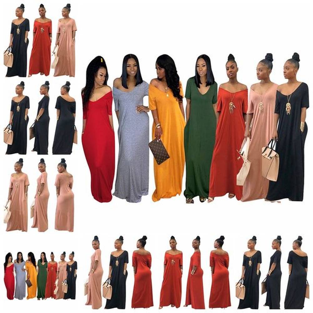 european spring and summer hot solid color head vneck