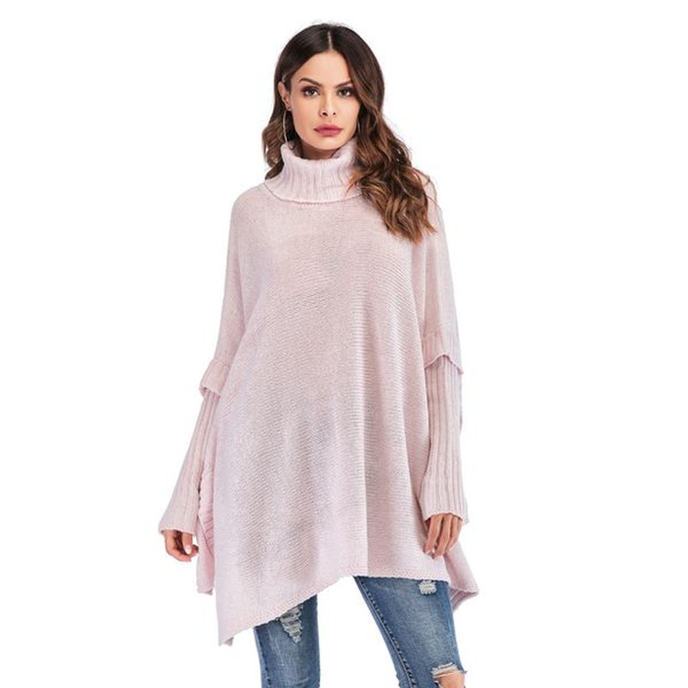 european style turtleneck pullover knitwear sweater large size batwing sleeve