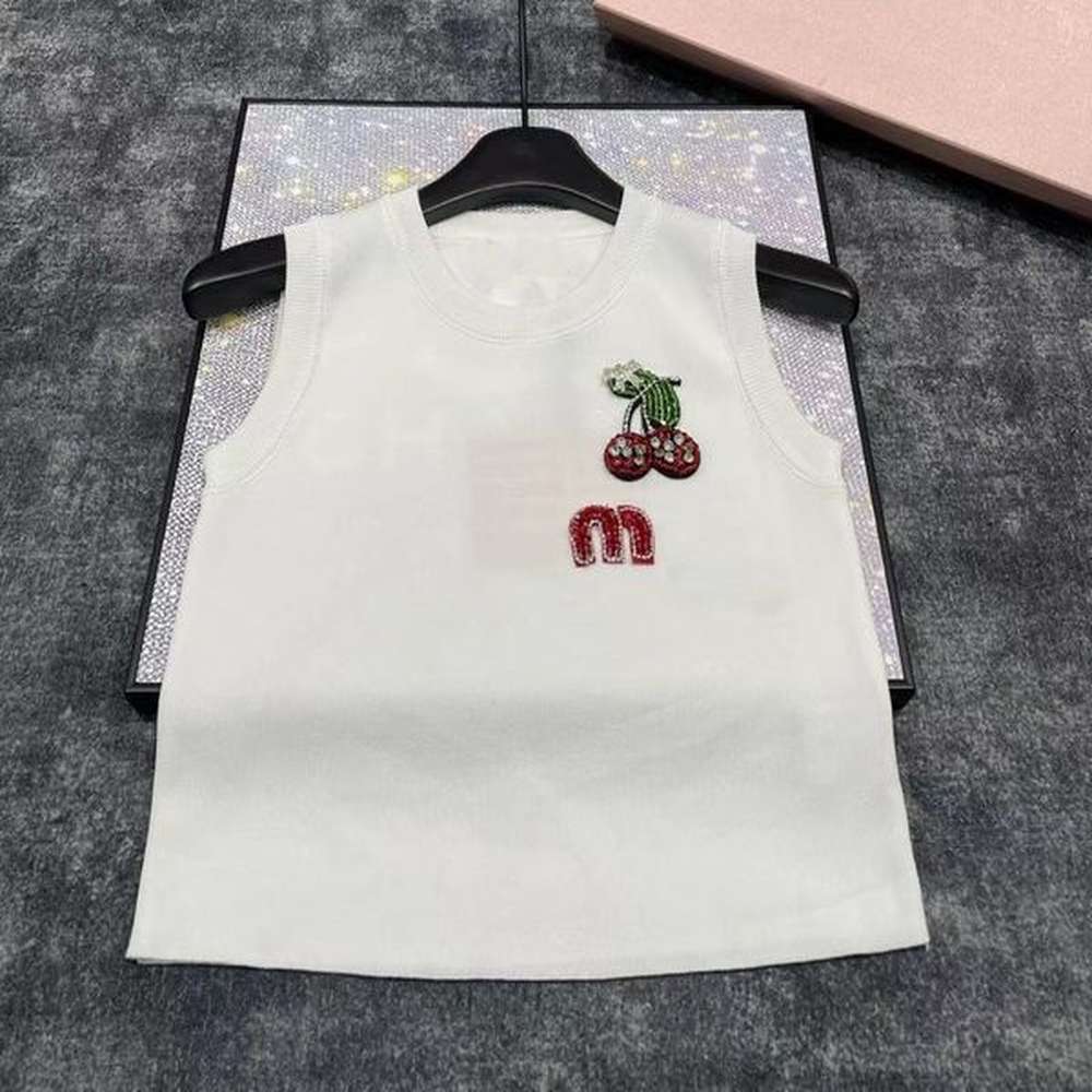 exquisite cherry embellished knit vest slim fit design elegant and