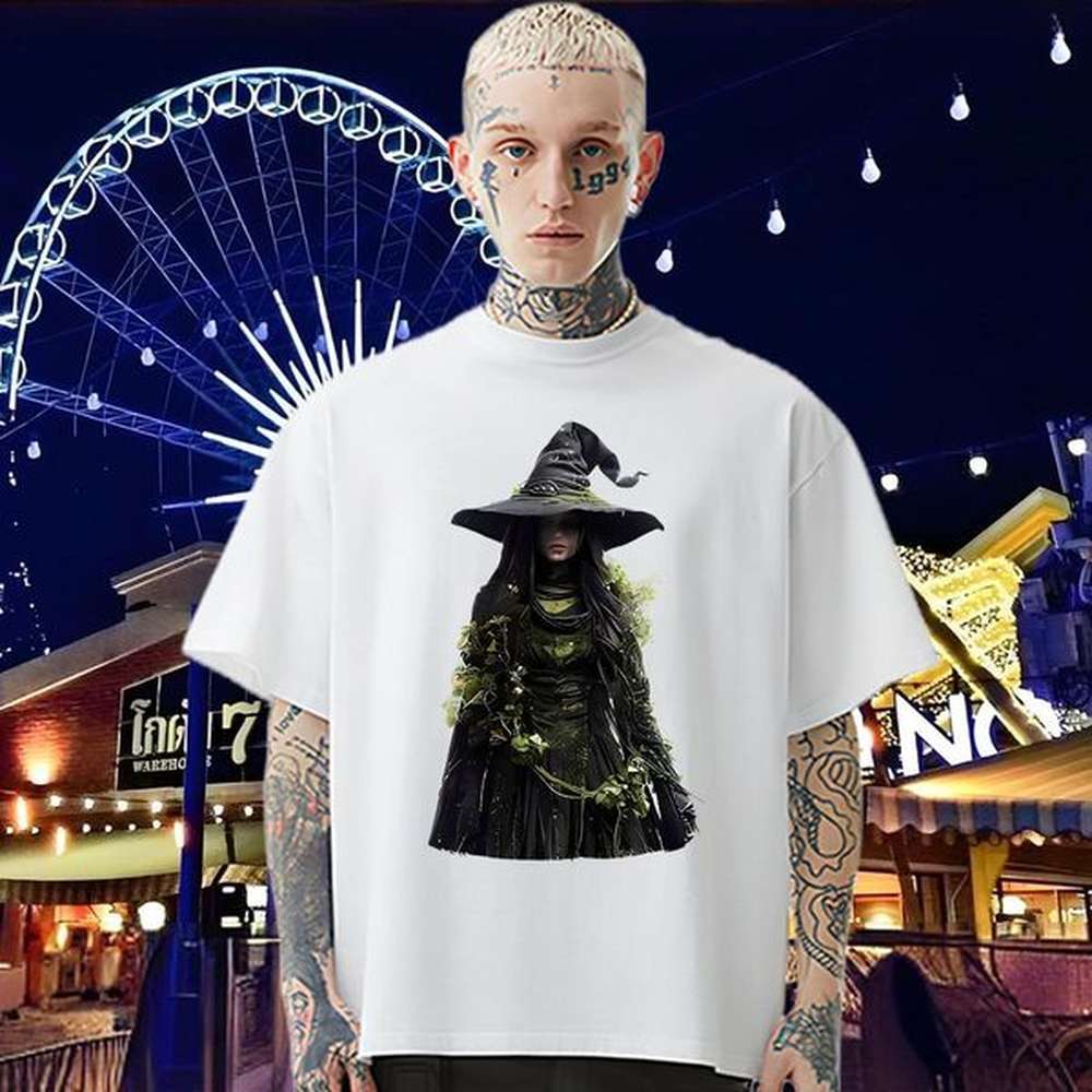 Factory Direct T-Shirts for Men 230g 100% Cotton witch Sport Tees Breathable Short Sleeve Popular Men Tshirts Cartoon Print