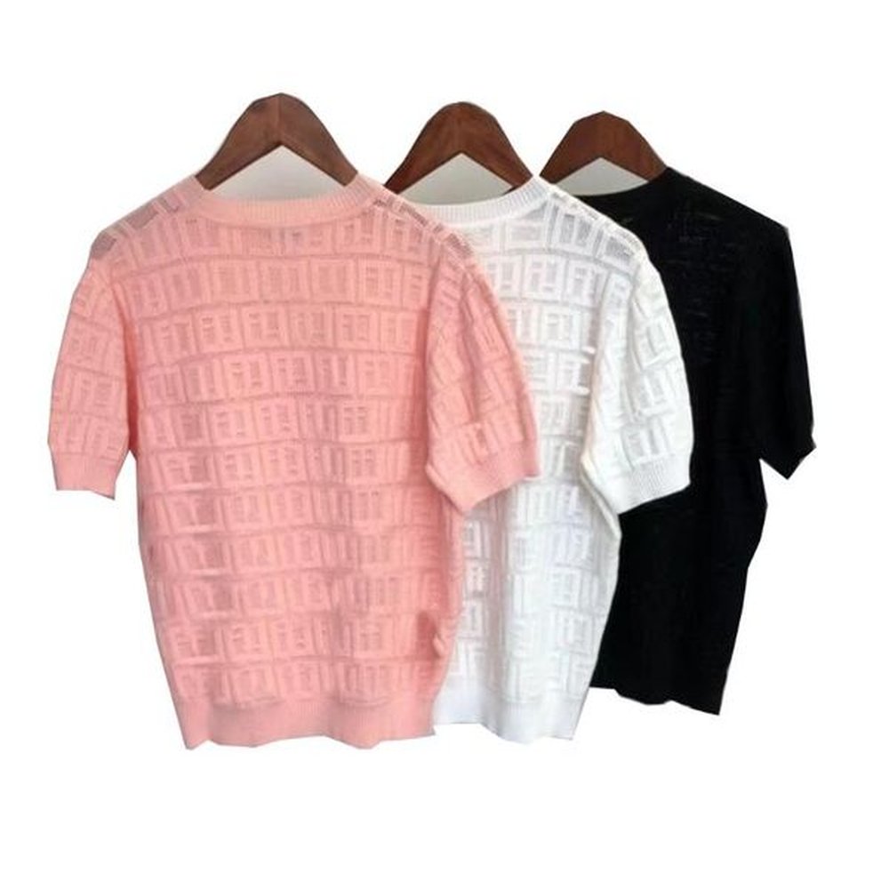 fall fashion designer womens t shirt highend knit collar