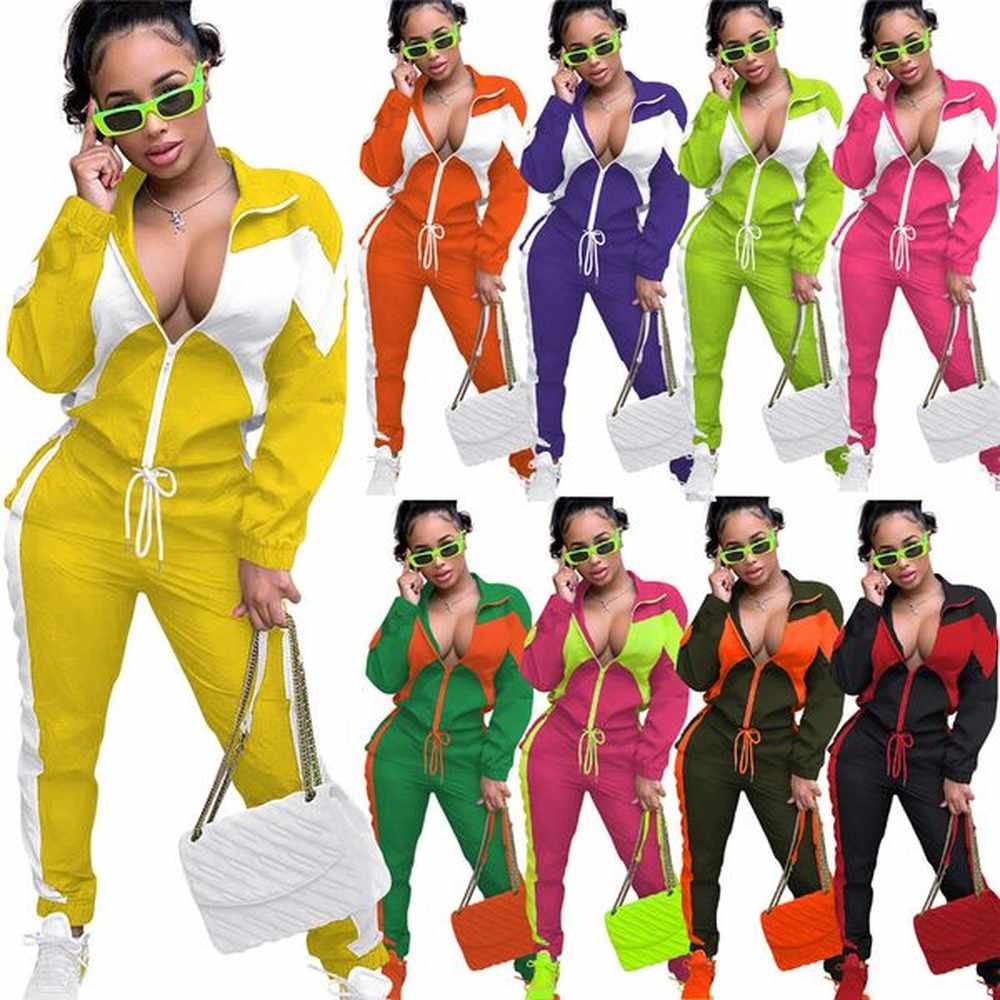 fall winter sweatsuits women clothes long sleeve tracksuits patchwork outfits