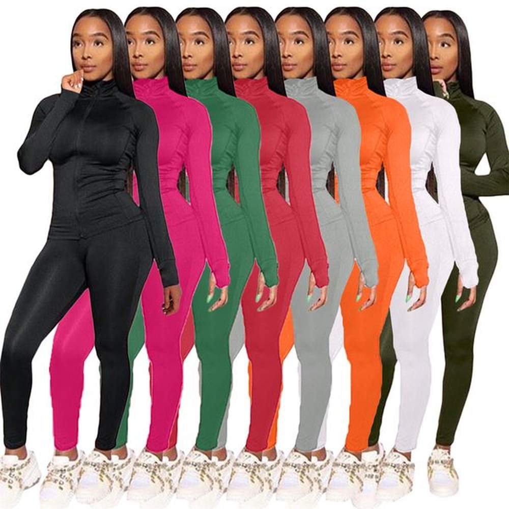 fall winter tracksuits women outfits long sleeve solid jacket and