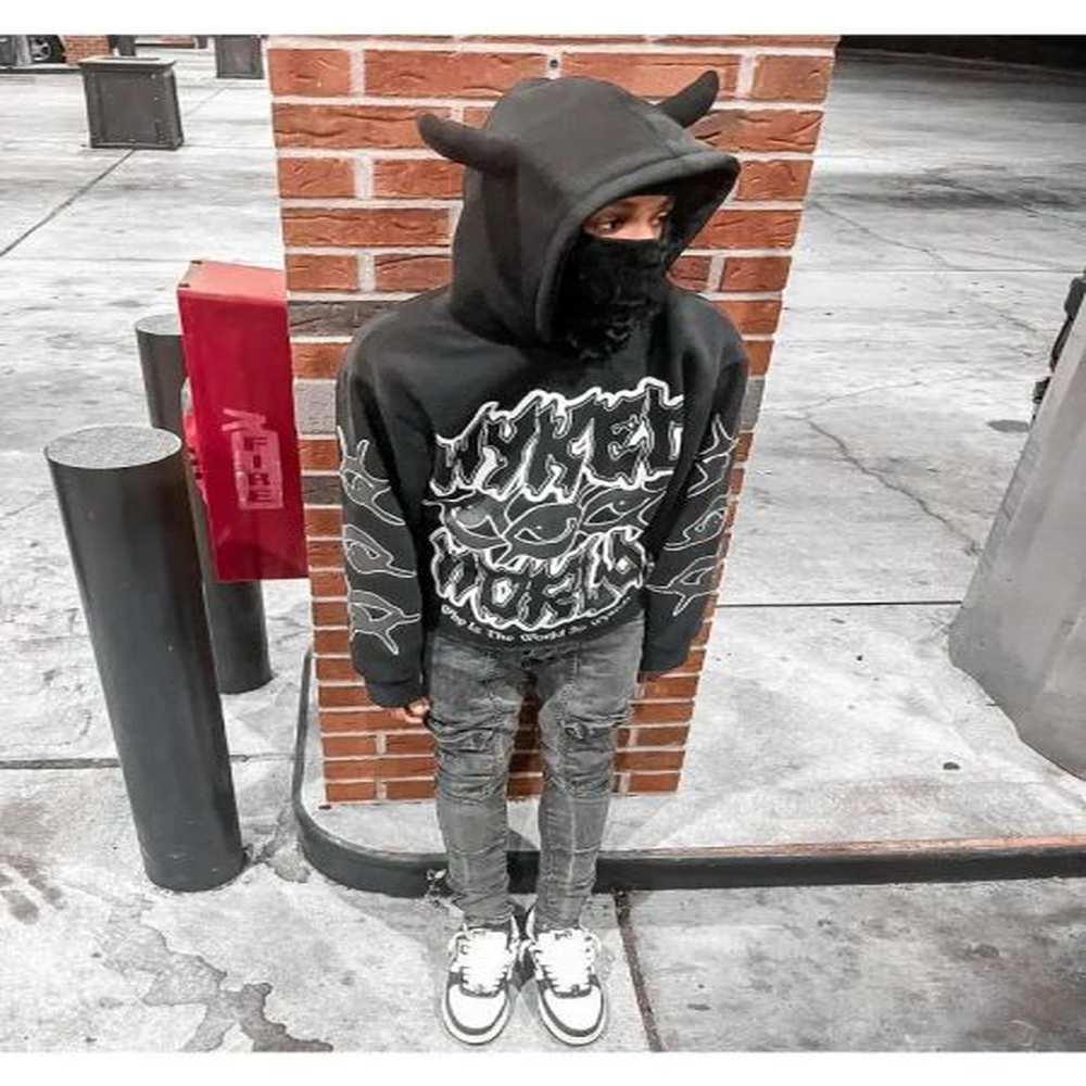 Fashion American Super Gothic Letter Printed Hoodies Men Street Retro Hip-hop Haruku Colorful Couple Sweatshirts Coats