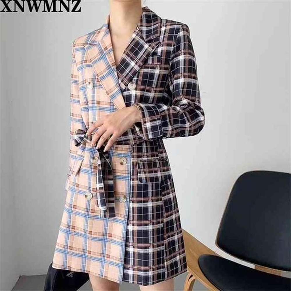 fashion autumn women plaid blazers jackets work office lady suit