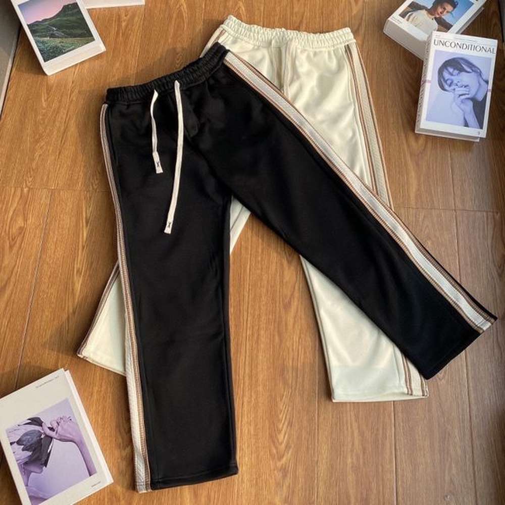 Fashion brand designer clothing new winter plush and thick sweatpants straight leg classic trademark print design