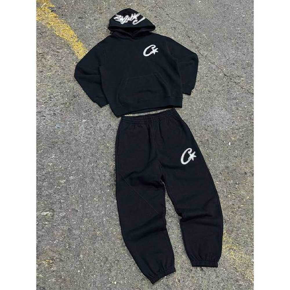 Fashion Brand Hooded Sweatshirt Street Hip-hop Men's Sports Suit Casual Two-piece Set Solid Print Pocket Hoodie Elastic Pants