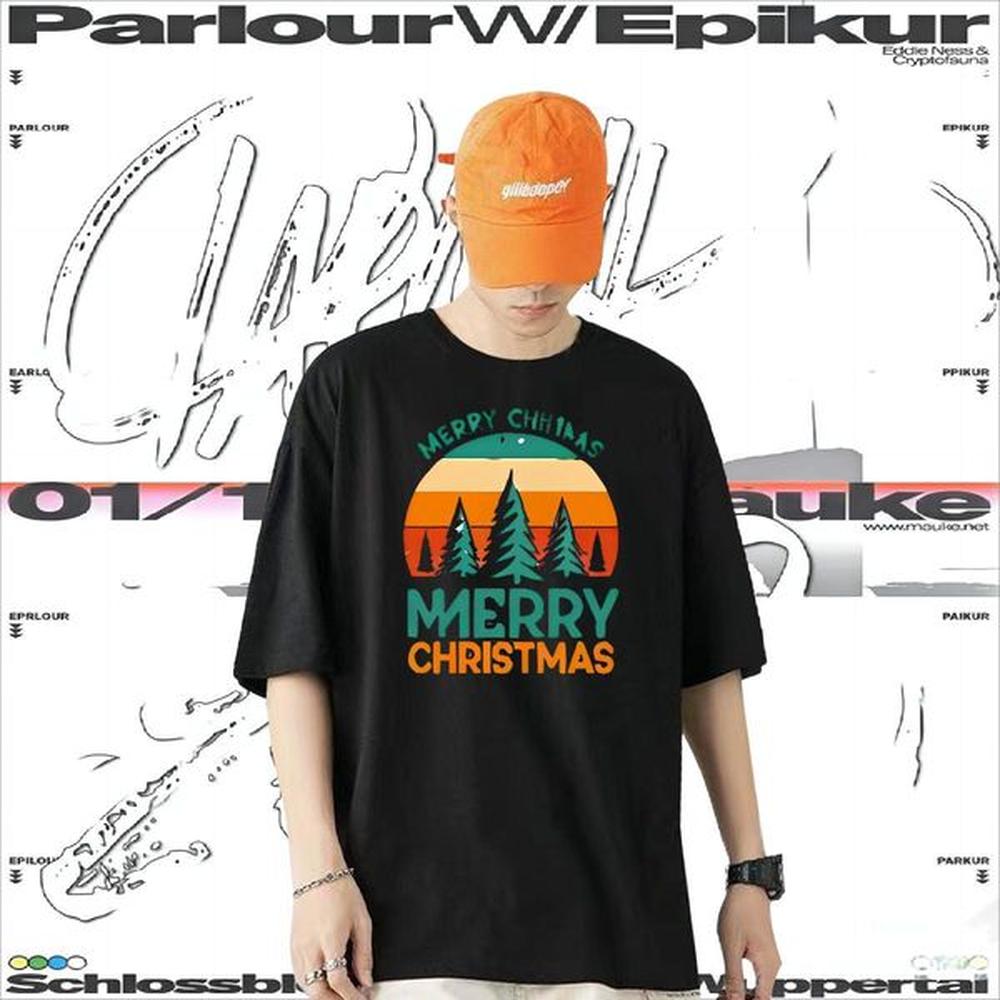 Fashion Casual Men Tees Christmas Casual Daily Wear 230g 100% Cotton Tops Tees Round Neck Short Sleeve Cool Design T Shirts Men Oversized 3X