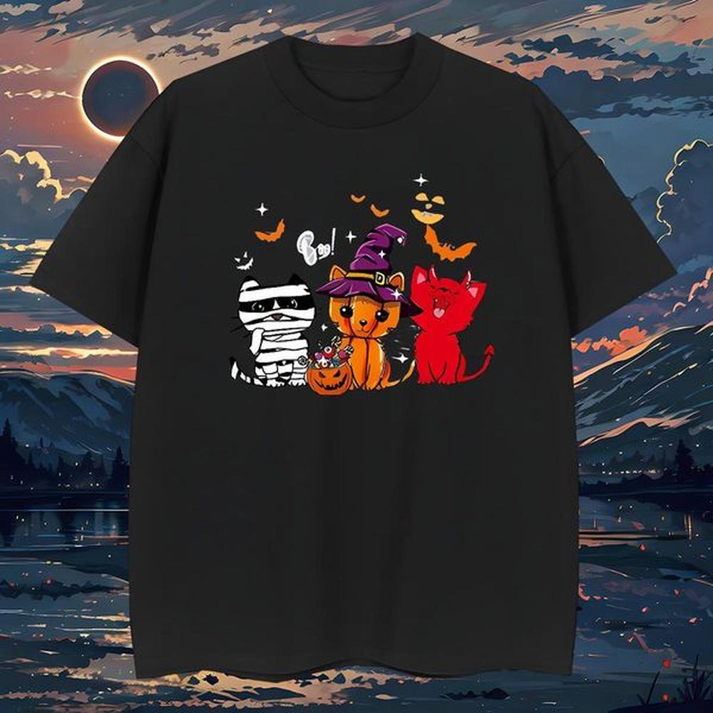 Fashion Casual T-Shirts for Men halloween 230g 100% Cotton Tshirt for Man Woman Casual Daily Wear O-Neck Short Sleeve Custom Big Size Loose