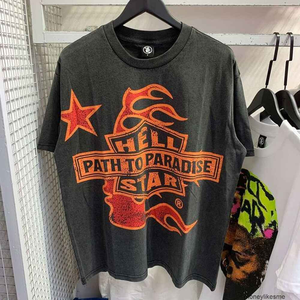 Fashion Clothing Mens Designer Tees TShirts Hellstar American Summer Washed Worn Side Face Printed Loose Short Sleeved Tshirt Couple Top pur