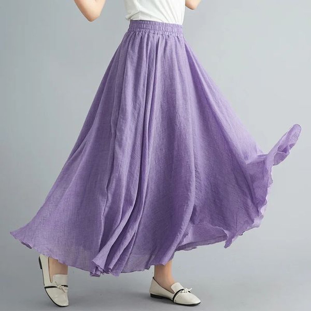 fashion cotton linen clothe skirts maxi yk elegant streetwear saia