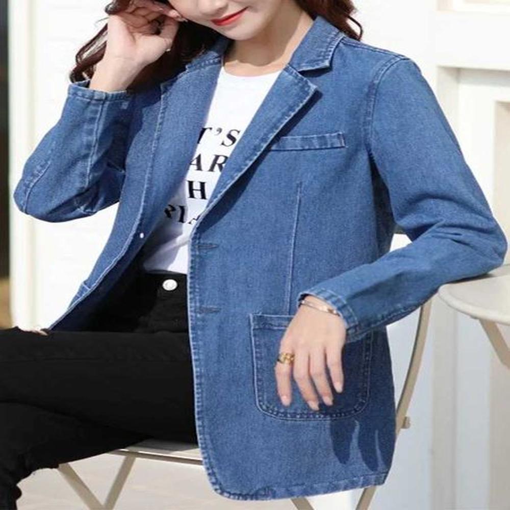 fashion denim jacket lapel single breasted denim jacket lady vintage